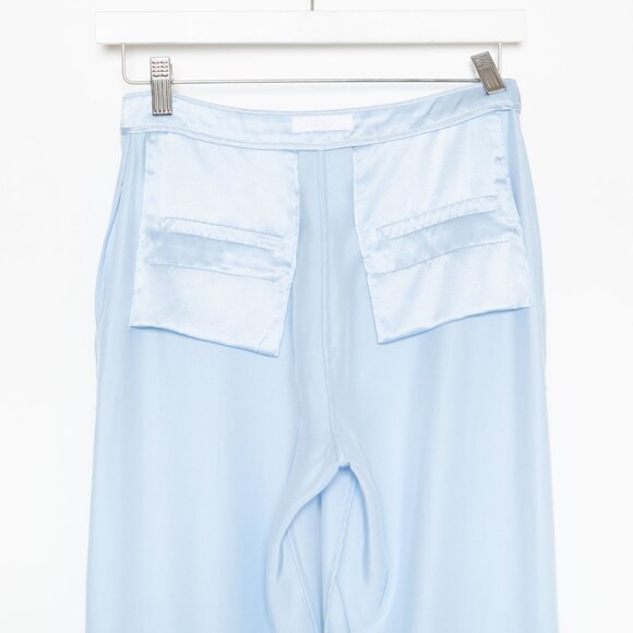 Sablyn Light Blue Silk Wide-Leg Button Fly Pants – Sample Style — Size XS - Picture 13 of 14